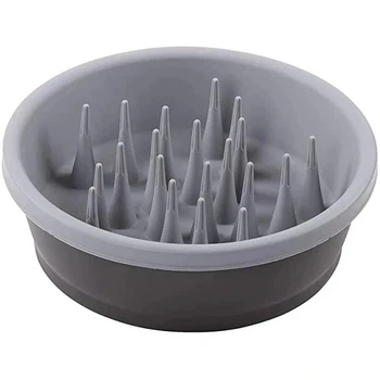 Миска DEXAS Silicone Slow Feed Bowl 1.44л, для медленного кормления собак, серая