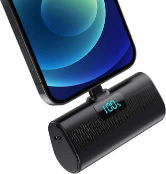 Мини-портативный внешний аккумулятор Hx45x9 powerbank для iPhone, 5200 мАч Черный