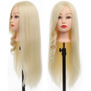 Голова для причесок с натуральными белыми волосами Hair Mannequin HM310