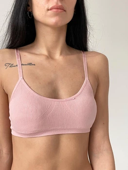 Жіночий топ в рубчик FINETOO lingerie - пудровий - M - підійде на XS-S-M