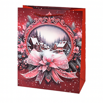 Пакет подарунковий новорічний New Year's holidays R34831-L 31х41х12 см Червоний