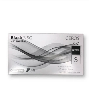 Рукавиці нітрилові чорні Fingers Black, 100 шт., Ceros, розмір S