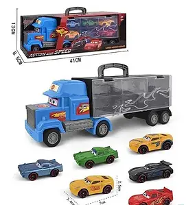 Трейлер автовоз Молния Маквин с набором машинок А-Toys 1221