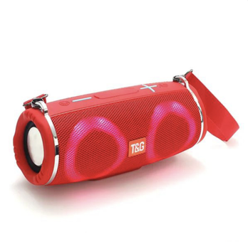 Аккумуляторная портативная Bluetooth колонка T&G мощностью 10 Вт с радио и LED подсветкой Красная