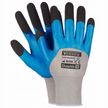 Рабочие перчатки Verken DuoAir ПР8623 размер 9 (L), синие, двойное латексное покрытие