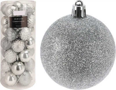 Набір ялинкових куль Christmas Decoration 6 см Срібний 35 шт (AVS101710)