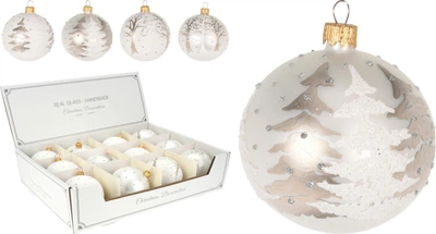 Набор елочных шаров Christmas Decoration 8 см Белый перламутр 12 шт (AVG113590)