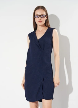 Платье из вискозы Massimo Dutti 6643736401p16 34 Темно-синее (100000134)