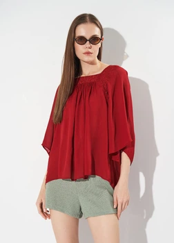 Блуза из вискозы Massimo Dutti 5122592641p16 S Красная (100000128)