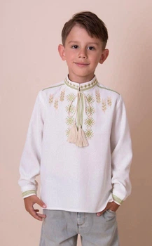 Вишиванка для хлопчика Mevis 5566 02 92 см молочний