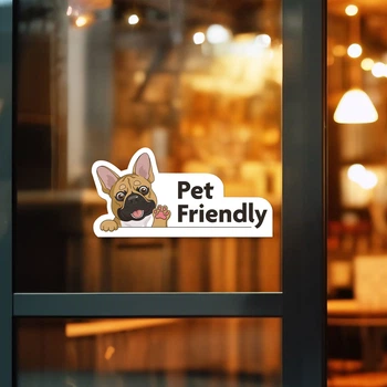 Стикер виниловая наклейка Pet Friendly с собакой Французский бульдог