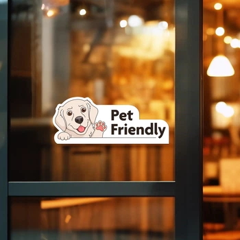 Стикер виниловая наклейка Pet Friendly с собакой Лабрадор