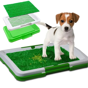 Лоток с имитацией травы (46х33х6 см) для собак Puppy Potty Pad / Открытый трехуровневый туалет для животных
