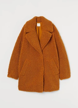 Еко шуба жіноча H&M 200246-4 M(170/96) гірчичний (2002460004)