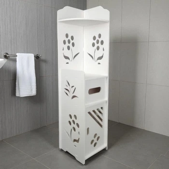 Полка стелаж пластиковая в ваную 18*20*80см Flowers Белая