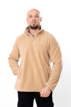 Чоловіча флісова кофта з кишенею та коміром-стійкою Носи своє 48 Бежевий (p-8552-173951)