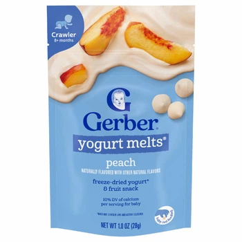 Gerber, Yogurt Melts, для малышей от 8 месяцев, с персиком, 28 г