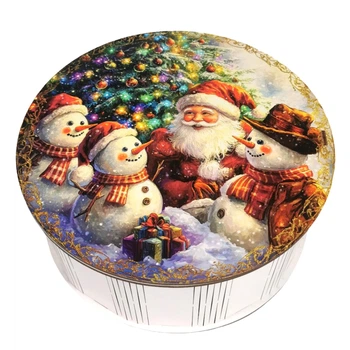 Подарок новогодний №30/12 "Веселые друзья Санты", 1 к (21х21х9 см, в деревянной коробке), Уникальная конфета, (2026_30_12)