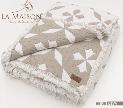 Муслінове покривало La Maison 220 х 240 см. Leva Beige бежевий