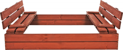 Piaskownica drewniana Springos zamykana impregnowana z ławkami, plandeką i włókniną 120 x 120 cm (5907719499321)