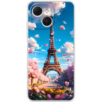 Силиконовый Чехол с Картинкой для Tecno Spark 40C Принт (Париж, Эйфелева Башня) (67476-ysm035)