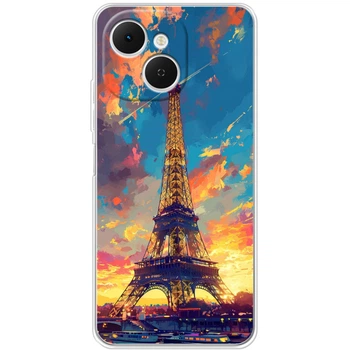 Силиконовый Чехол с Картинкой для Tecno Spark 40C Принт (Париж, Эйфелева Башня) (67476-ysm038)