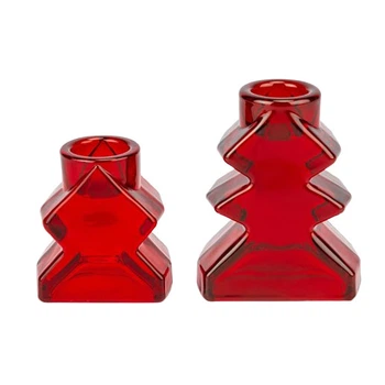 Набір 2х скляних свічників Tree Candlesticks Red 8.5 см