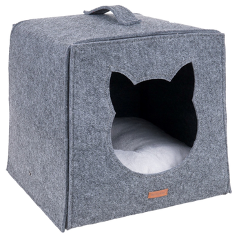 Будиночок для кота Amiplay з фетру Куб 2 в 1 Hygge сірий (5907563259782)