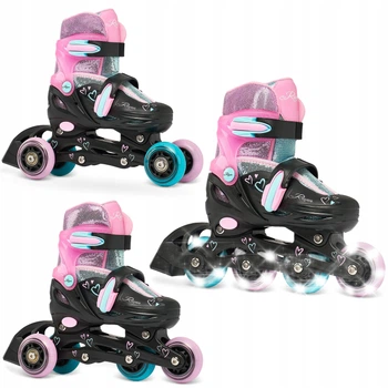 Детские ролики Raven Loret Glitter Black/Mint/Pink LED размер 30-33 (kn135)