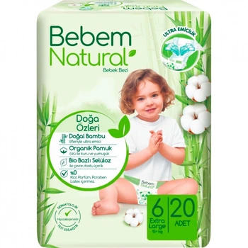 Подгузники Bebem Natural 6 Extra large 15+ кг 20 шт (8690536806041) (315851)