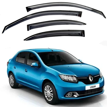 Дефлектори вікон для Renault Logan II 2012-2020 Седан на скотчі (Acrylic) AMR13114