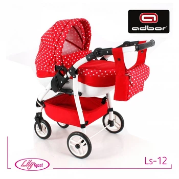 Игрушечная кукольная коляска Adbor Lily Sport 12 детская игрушечная коляска для куклы, детская коляска Adbor Lily с сумкой и корзиной, игрушечная коляска с люлькой и поворотными колесами