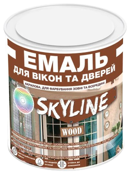 Эмаль акриловая SKYLINE для окон и дверей, белая шелковисто-матовая 0,75 л
