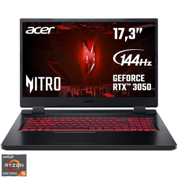 Игровой ноутбук Acer Nitro 5 AN517- 42 AMD Ryzen™ 5 6600H до 4, 50 ГГц, 17, 3 дюйма, Full HD, IPS, 144 Гц, 8 ГБ, 512 ГБ SSD, NVIDIA® GeForce RTX™ 3050 4 ГБ, черный