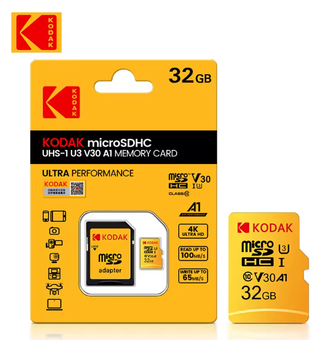 Карта памяти micro SD Kodak 32Gb U3 A1 class 10 + SD адаптер