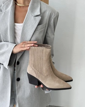 Казаки, ковбойки женские Hoseily Бежевый (B567-3 beige2 (38 (24,5 см))