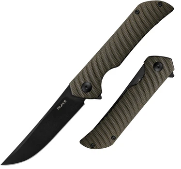 Складаний ніж Ruike P122-MB, рукоятка з мікарти, замок Liner lock з фліпером та клинком Drop Point, нержавіюча сталь з чорним покриттям