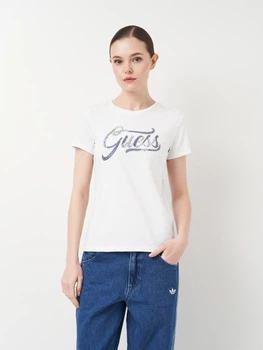 Футболка хлопковая женская Guess 11462.2 XL Белая с вышивкой (smt2000000030029)