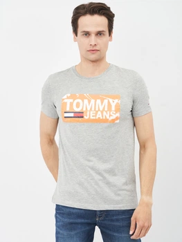 Футболка хлопковая длинная мужская Tommy Jeans 10639.2 S Серая