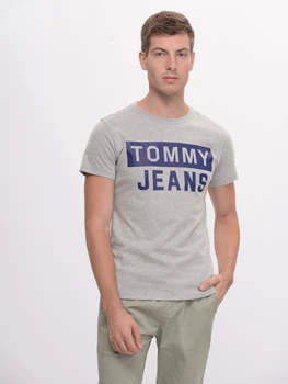 Футболка хлопковая длинная мужская Tommy Jeans 9626.2 S Серая