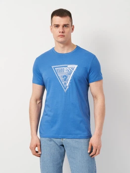 Футболка хлопковая мужская Guess 11460.4 S Электрик с вышивкой (smt2000000029825)