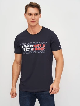 Футболка хлопковая длинная мужская Tommy Jeans 10737.1 S Темно-синяя