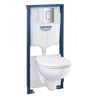 Комплект інсталяційною системи з підвісним унітазом Grohe Bau Ceramic, кнопка Skate Cosmopolitan хром (39586000)