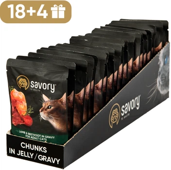 Вологий корм Savory Adult для кішок з ягнятком та буряком 85 г