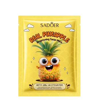 Маска для лица осветляющая с ниацинамидом Sadoer Real Pineapple тканевая 25 г