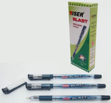 Ручка масляная Wiser Blast, 0.7 мм, с грипом, синяя, на украинском, 12 шт.