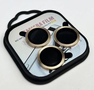 Защитные линзы на камеру для Apple iPhone 14 Pro / 14 Pro Max Camera Metal Lens Glass Gold