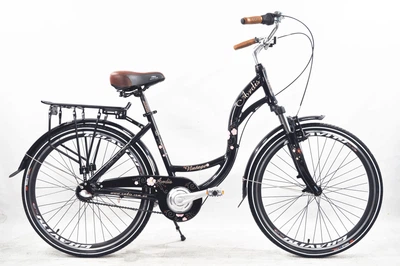 Велосипед городской алюминиевый 26 дюймов Ardis Vintage с багажником, рама 16" (Черный)