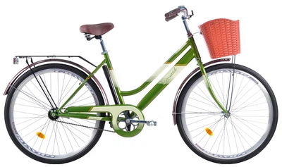 Велосипед городской 28 дюймов Crossride Comfort D с корзиной и багажником, рама 21" (Зеленый)