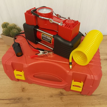 Автомобильный компрессор с набором инструментов в кейсе, 12В, 150 PSI, двойной цилиндр